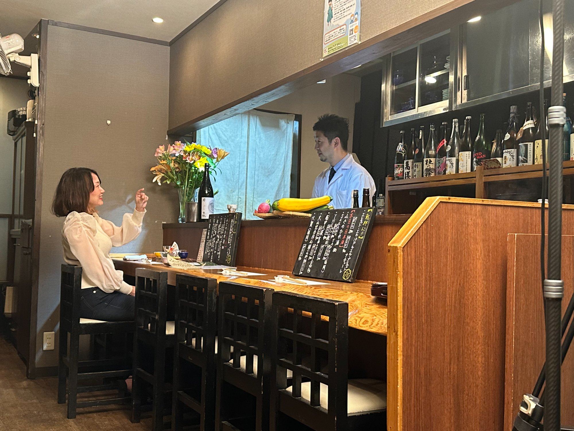 糸島直送の食材とオープンキッチン